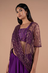 Purple Satin Saree GownDSC08766