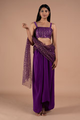Purple Satin Saree GownDSC08778