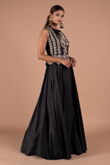 Black Silk Embellished Peplum GownDSC08380