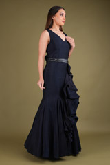 Navy Blue Ruffle GownDSC03674