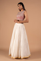 Pink And White Ikkat Top Bottom SetDSC08876