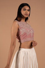 Pink And White Ikkat Top Bottom SetDSC08878