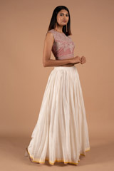 Pink And White Ikkat Top Bottom SetDSC08879