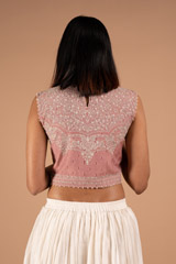 Pink And White Ikkat Top Bottom SetDSC08889