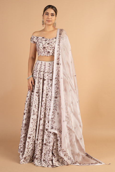 Lilac Crystal Katdana Lehenga