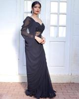 Black Embroidered Saree Gown3