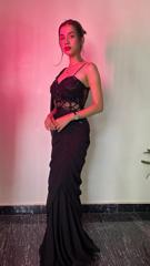 Black Embroidered Saree Gown4