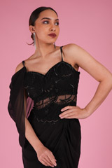 Black Embroidered Saree GownDSC03330