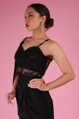 Black Embroidered Saree GownDSC03331