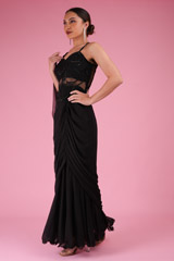 Black Embroidered Saree GownDSC03332