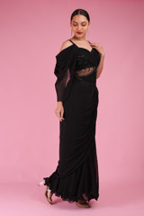 Black Embroidered Saree GownDSC03333