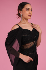 Black Embroidered Saree GownDSC03334