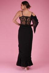 Black Embroidered Saree GownDSC03335