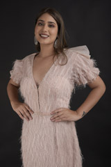 Nude Ruffle Gown_DTR1289