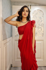 One Shoulder Ruffle Saree1