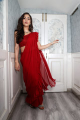 One Shoulder Ruffle Saree