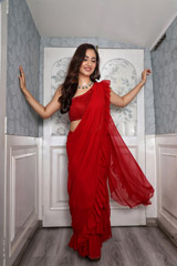 One Shoulder Ruffle Saree7