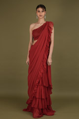 One Shoulder Ruffle SareeDSC02249