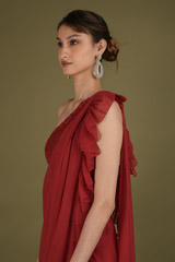 One Shoulder Ruffle SareeDSC02255