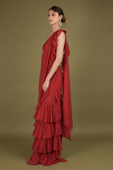 One Shoulder Ruffle SareeDSC02256