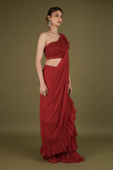 One Shoulder Ruffle SareeDSC02259