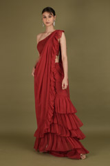 One Shoulder Ruffle SareeDSC02264