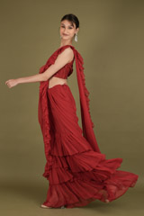 One Shoulder Ruffle SareeDSC02265