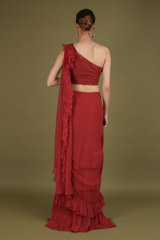 One Shoulder Ruffle SareeDSC02267