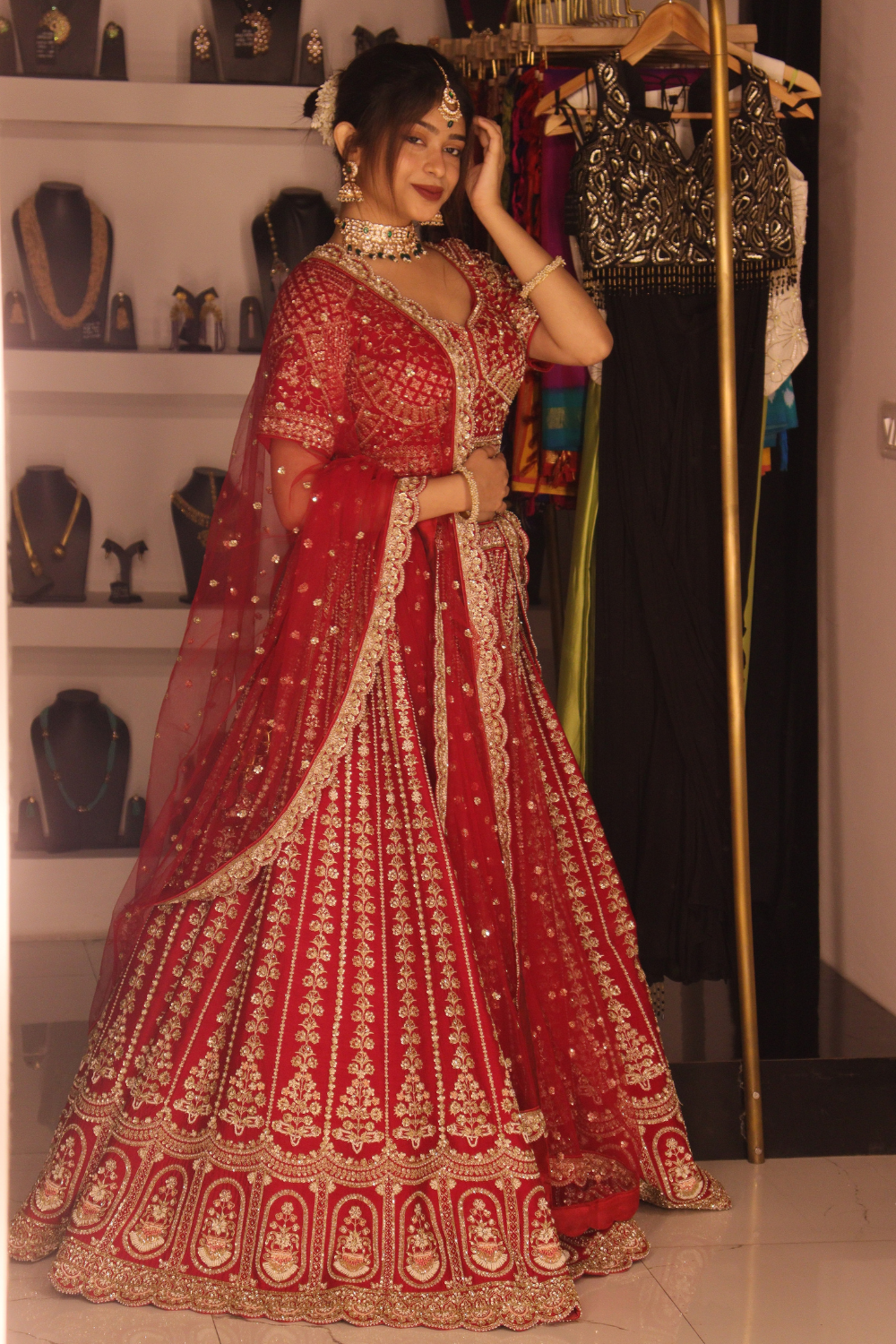 Maroon Bridal Lehenga With Zari WorkSet