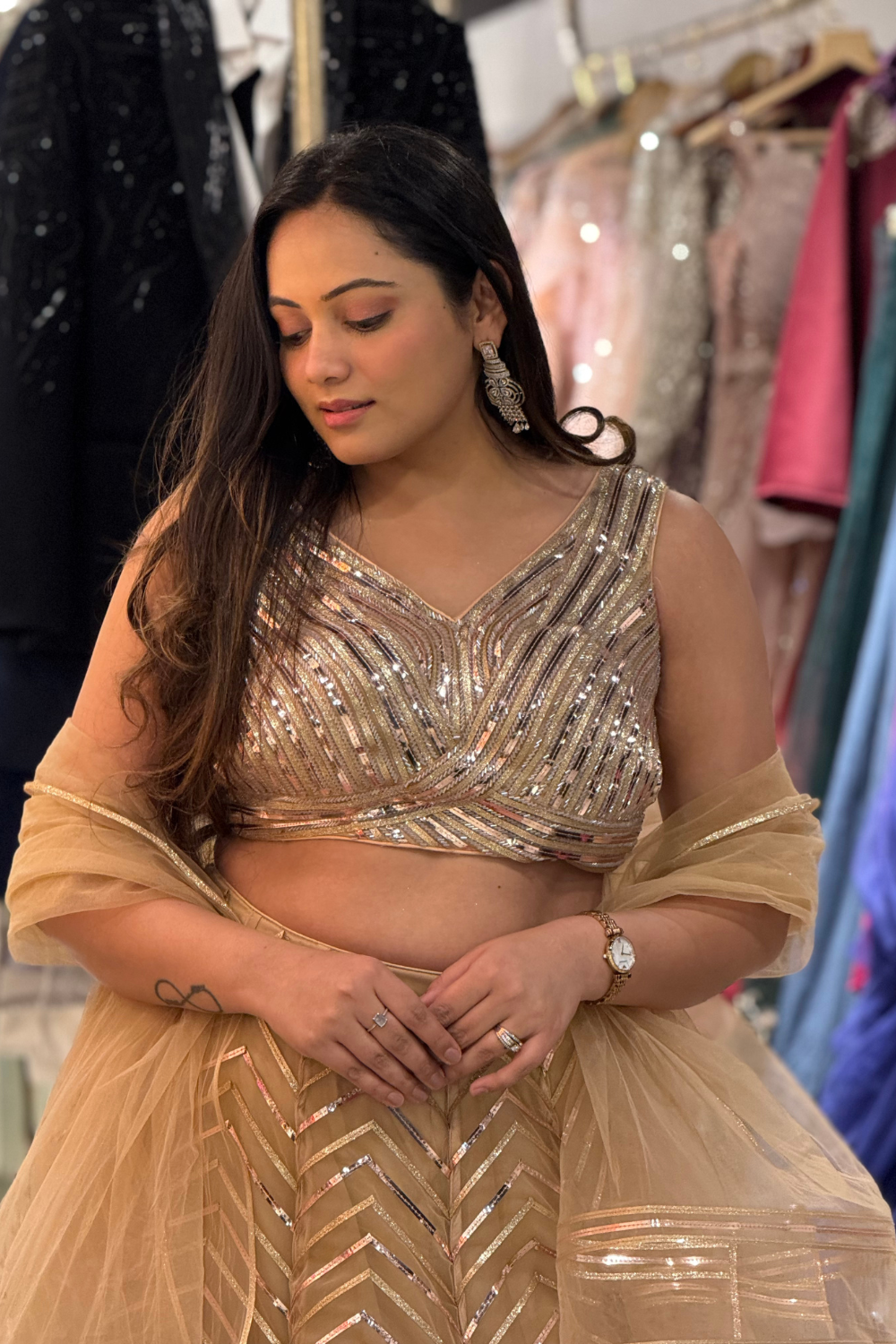 Golden Organza Lehenga Set2