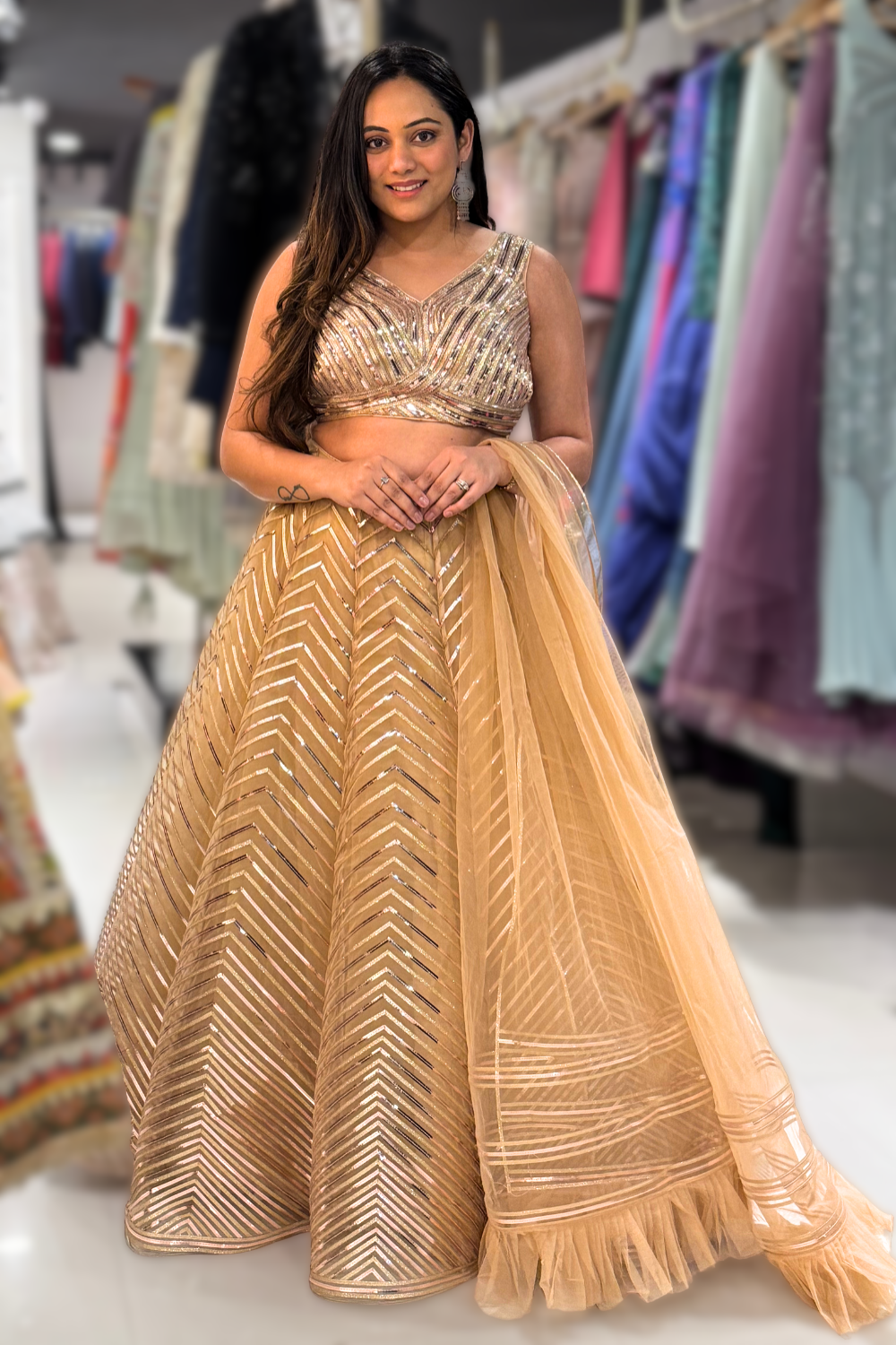 Golden Organza Lehenga Set