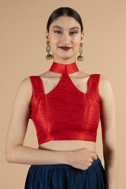 Maroon Sleeveless Blouse