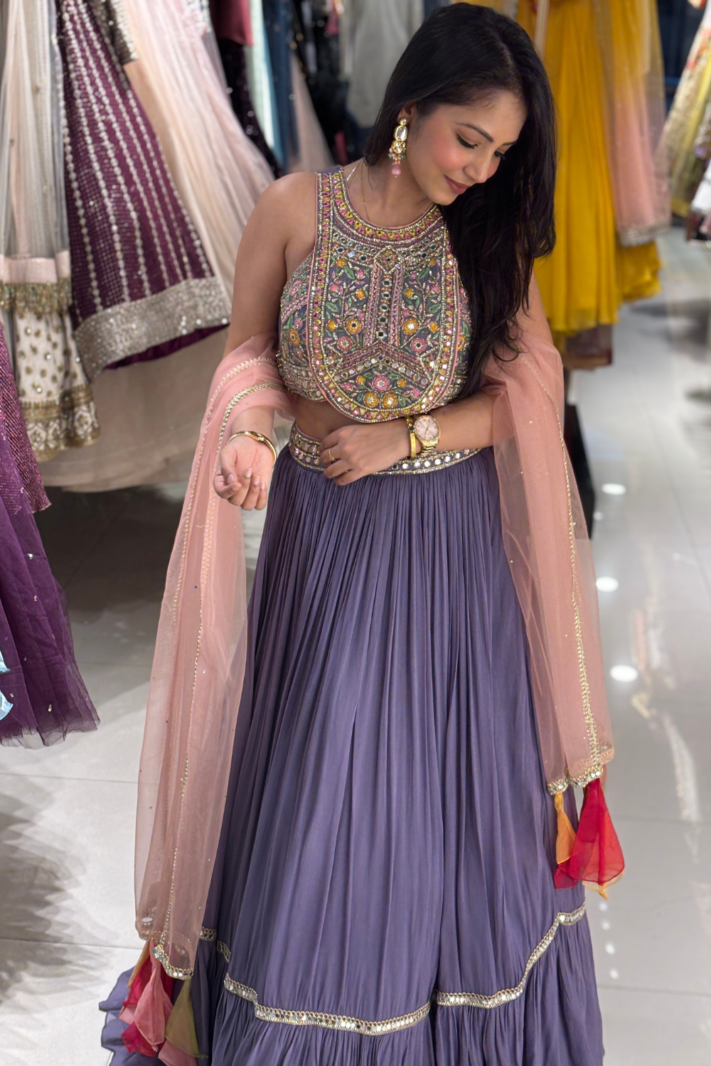Purple Lehenga With Blush Pink Dupatta2