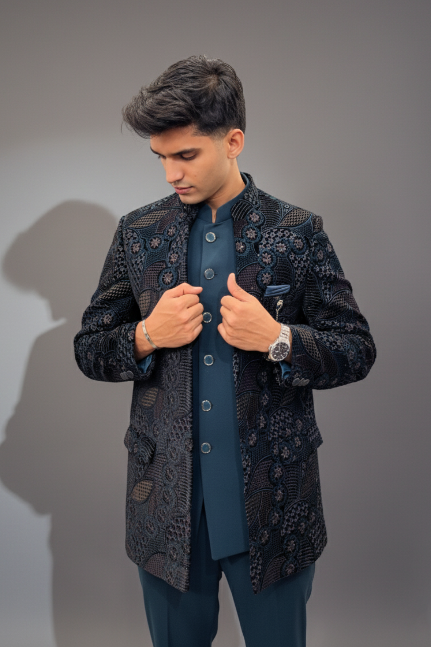 Royale Blue Indo-Western Bandhgala Set10