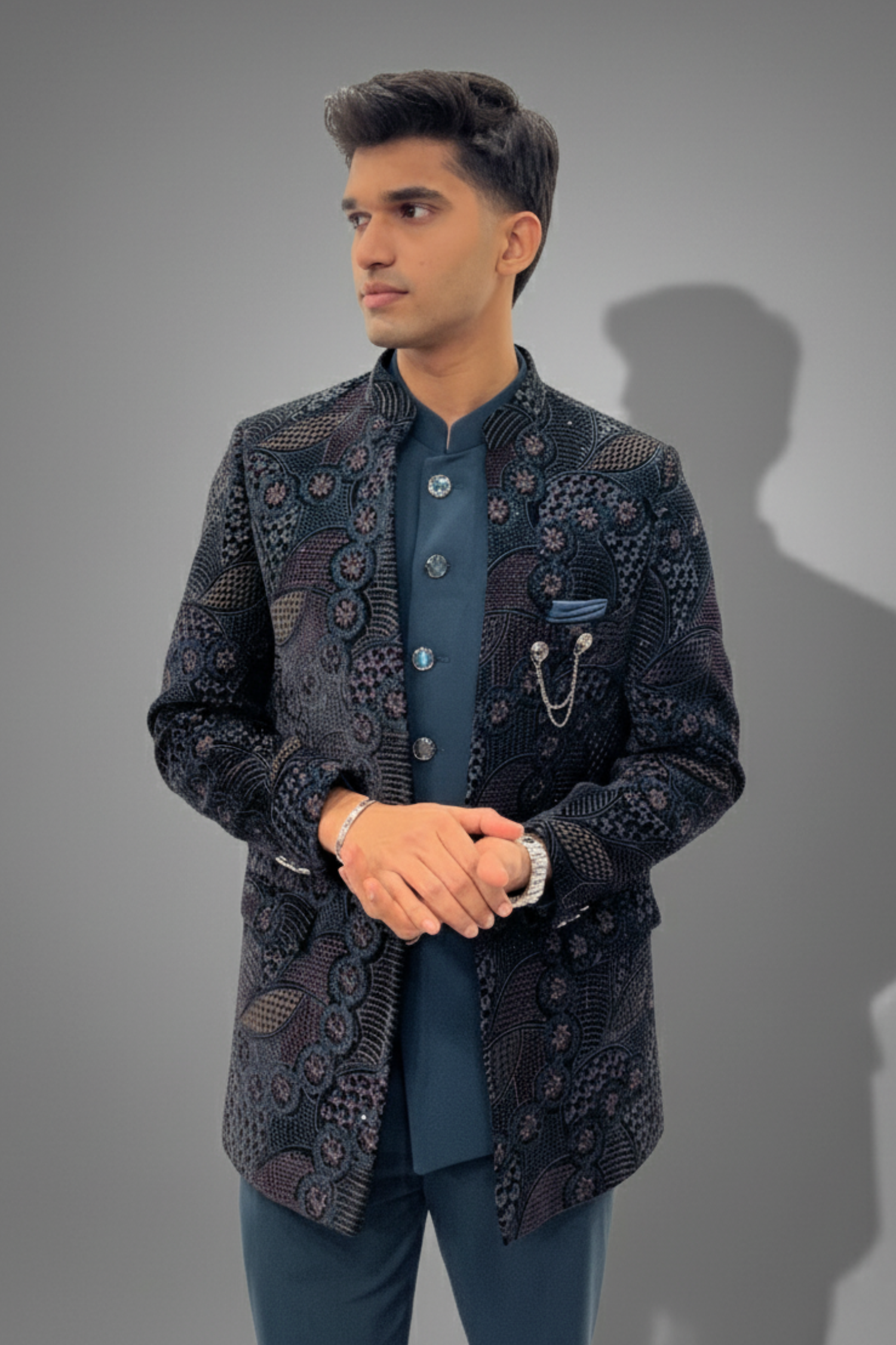 Royale Blue Indo-Western Bandhgala Set11