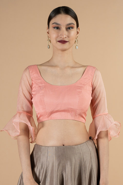 Peach Pink Bow Blouse