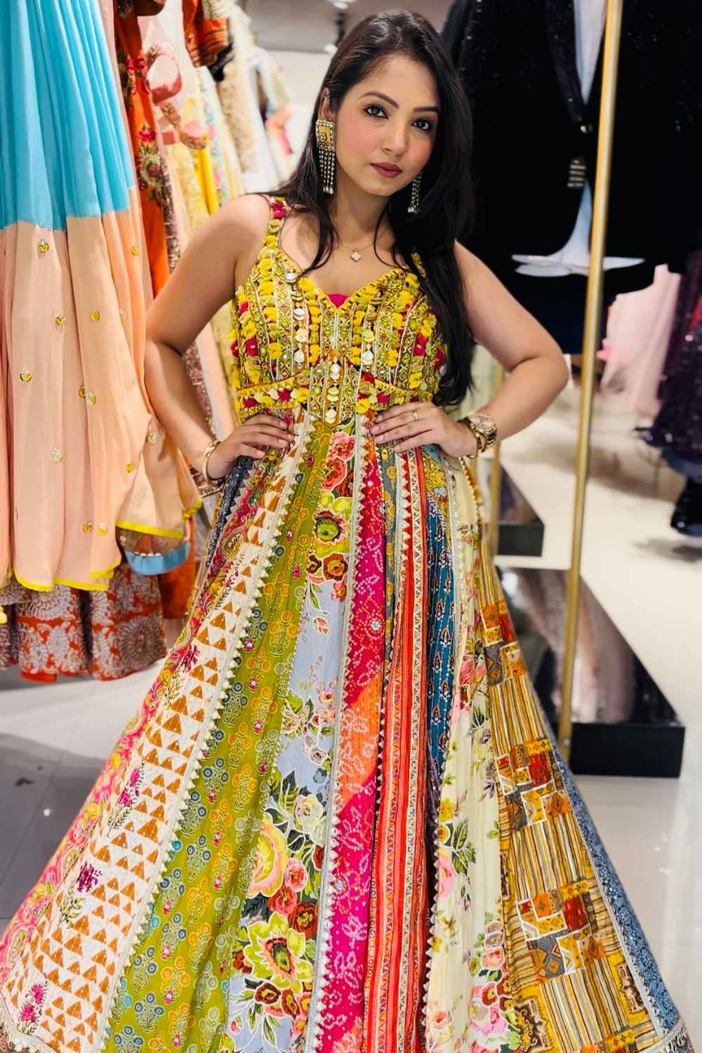 Multi- coloured Patchwork Anarkali1