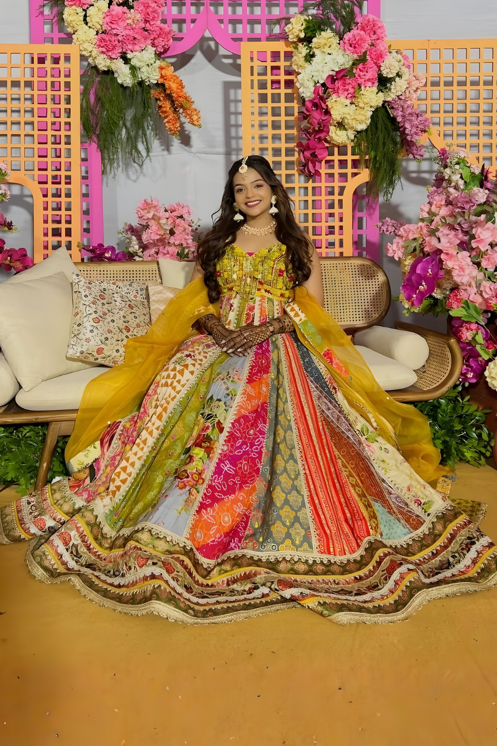Multi- coloured Patchwork Anarkali2