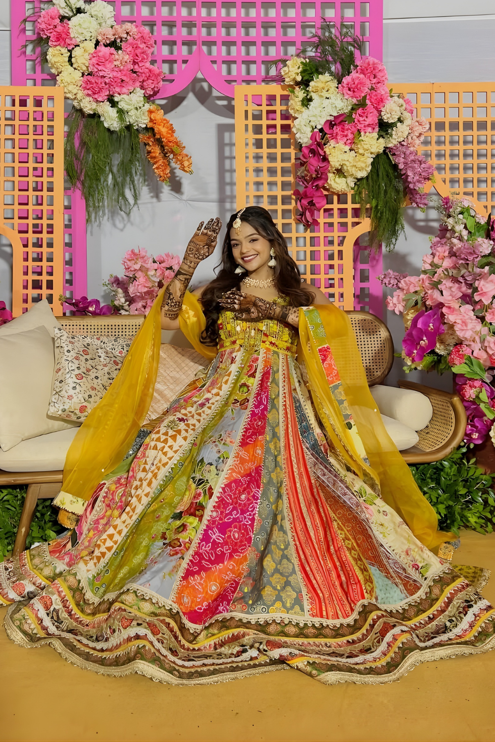Multi- coloured Patchwork Anarkali