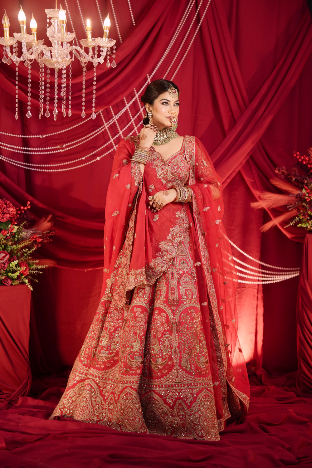 Red Regal Zardozi Lehenga Set1
