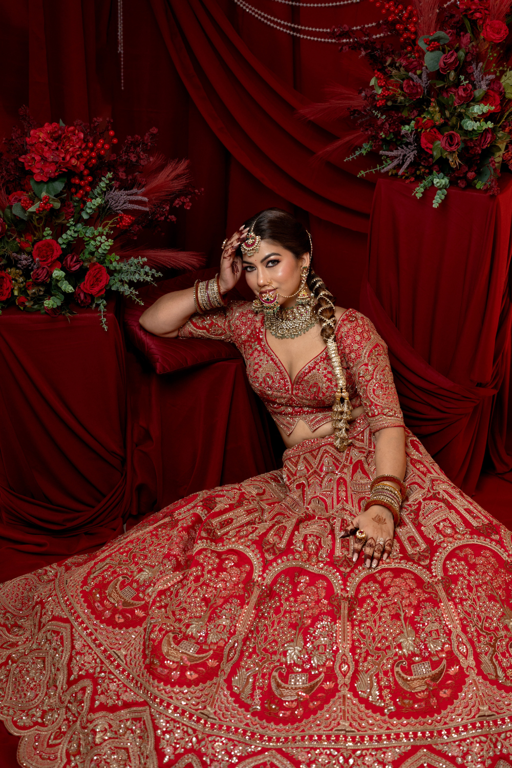 Red Regal Zardozi Lehenga Set4