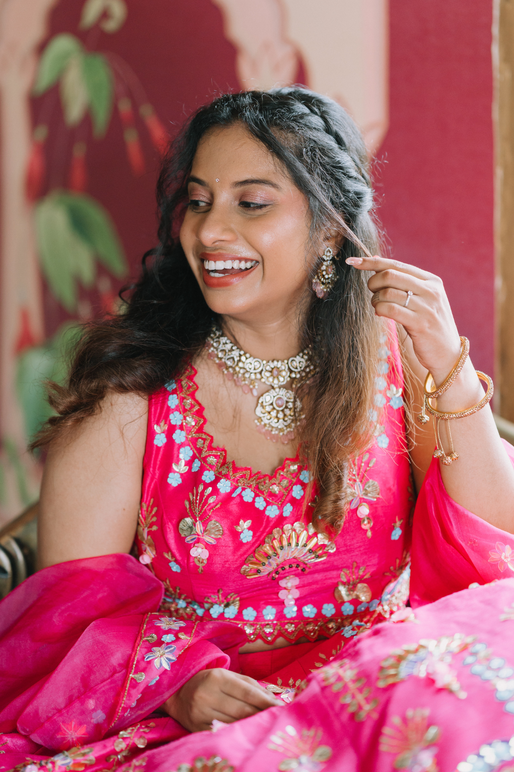 Barbie Pink Embellished Lehenga Set with Multicolour Sequins And Beads3