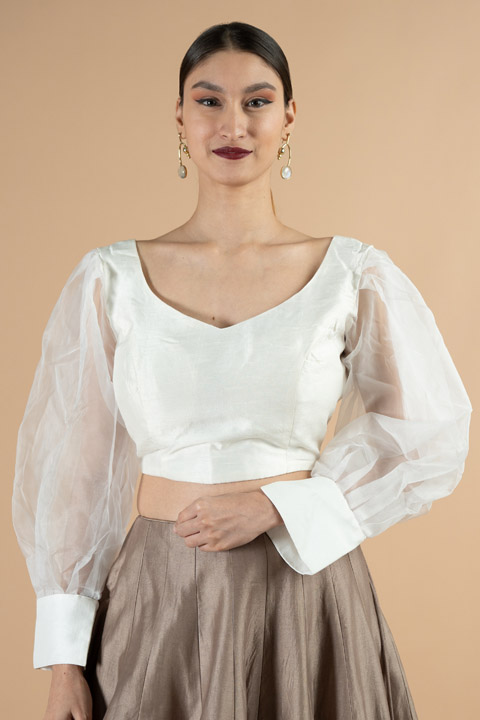 White Bishop Sleeve Blouse