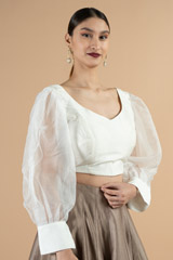 White Bishop Sleeve BlouseDSC06928