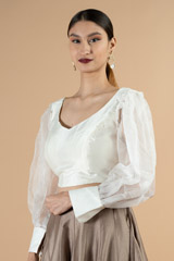 White Bishop Sleeve BlouseDSC06929