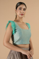 Blue Cotton Silk BlouseDSC07016