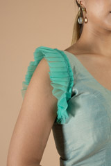 Blue Cotton Silk BlouseDSC07017