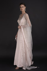 Peach Silk & Tulle Lehenga Set_DTR2954