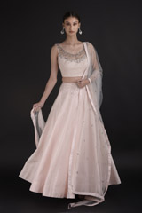 Peach Silk & Tulle Lehenga Set_DTR2955