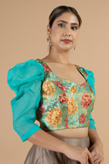Green Puff Sleeve BlouseDSC07153